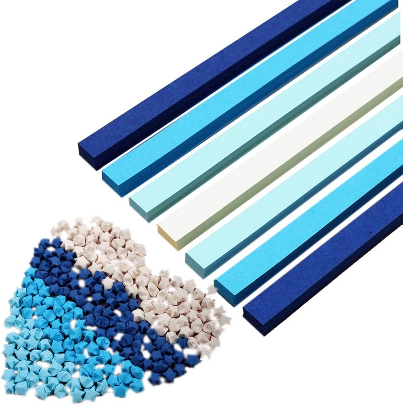 Aeojoor Star Folding Strip Blue Gradient Paper Star Decorative Paper Strip DIY Handicraft (1350 pieces) - Image 1